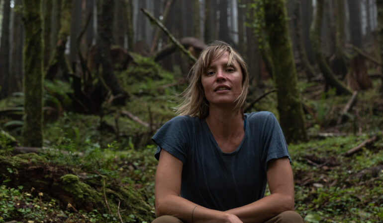 Eugénie pictured amongst the trees on the Oregon Coast.